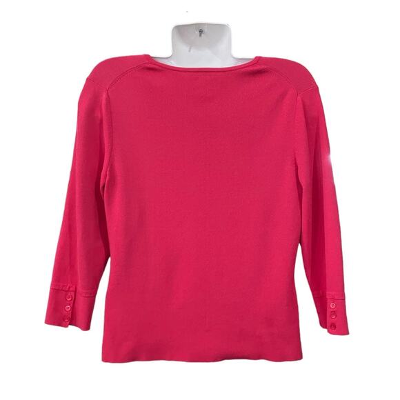 Talbots Petites Women's Punch Pink Button Front 3/4 Slv Sweater Cardigan Size M - Picture 2 of 10